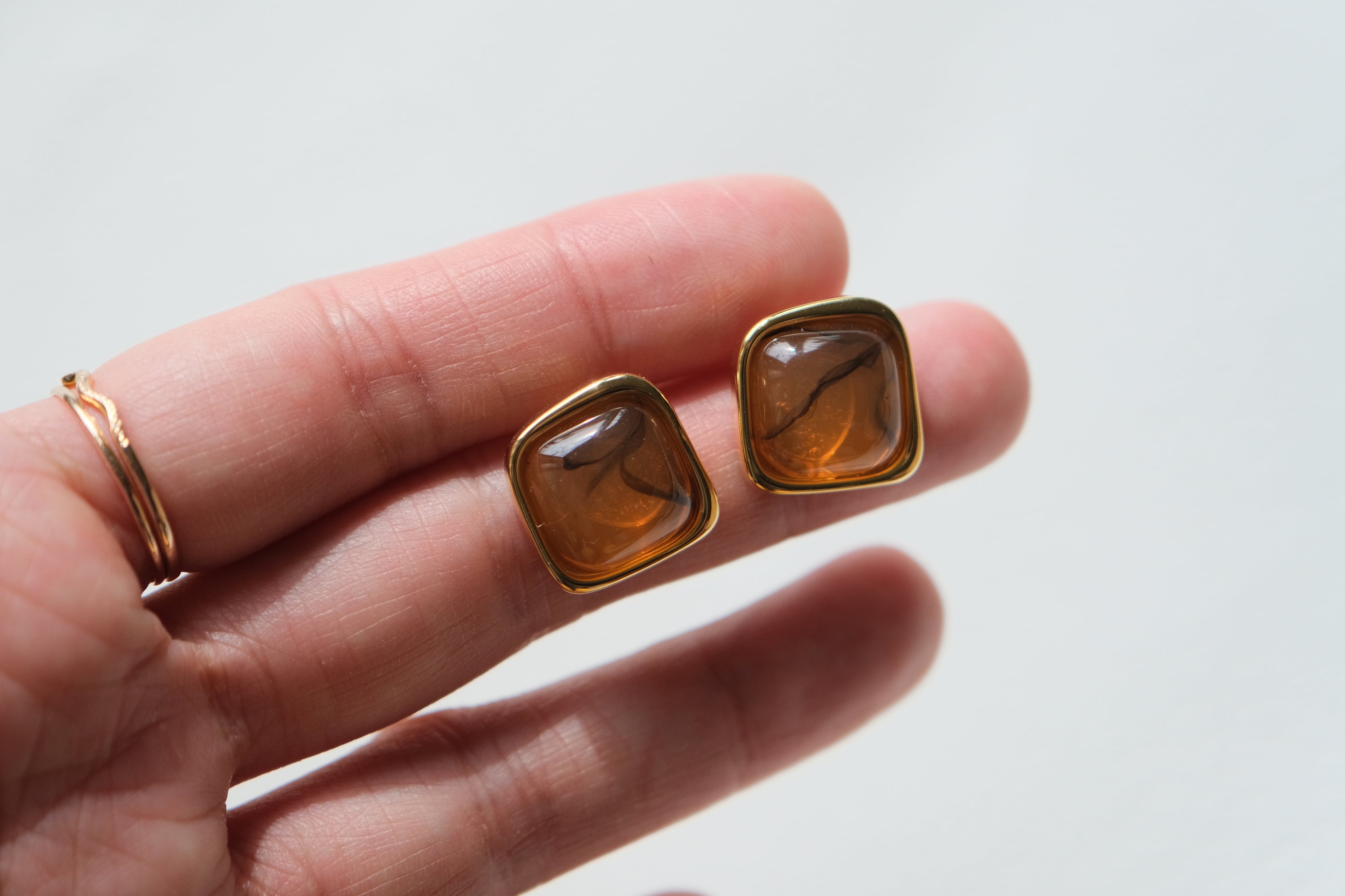 Cognac Amber Studs