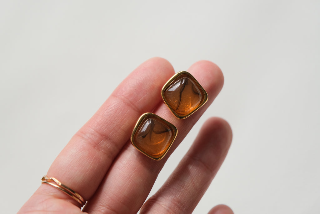 Cognac Amber Studs