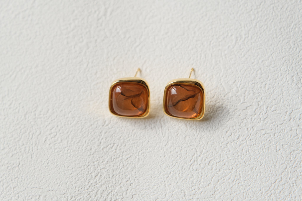 Cognac Amber Studs
